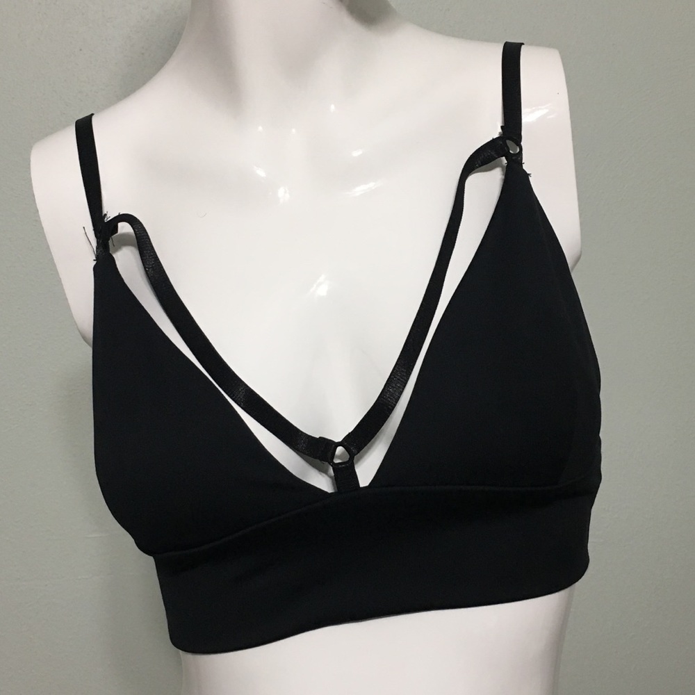 Black bebe harness bralette